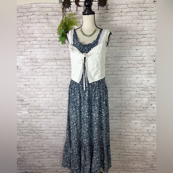 Patrons of Peace Teal Smocked Waist Paisley Maxi Dress - Picture 1 of 5